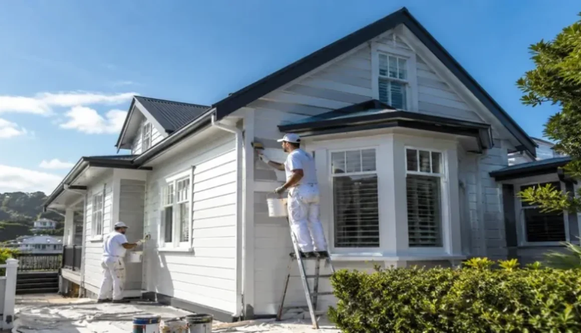 AAA Painters working on an exterior Wellington home